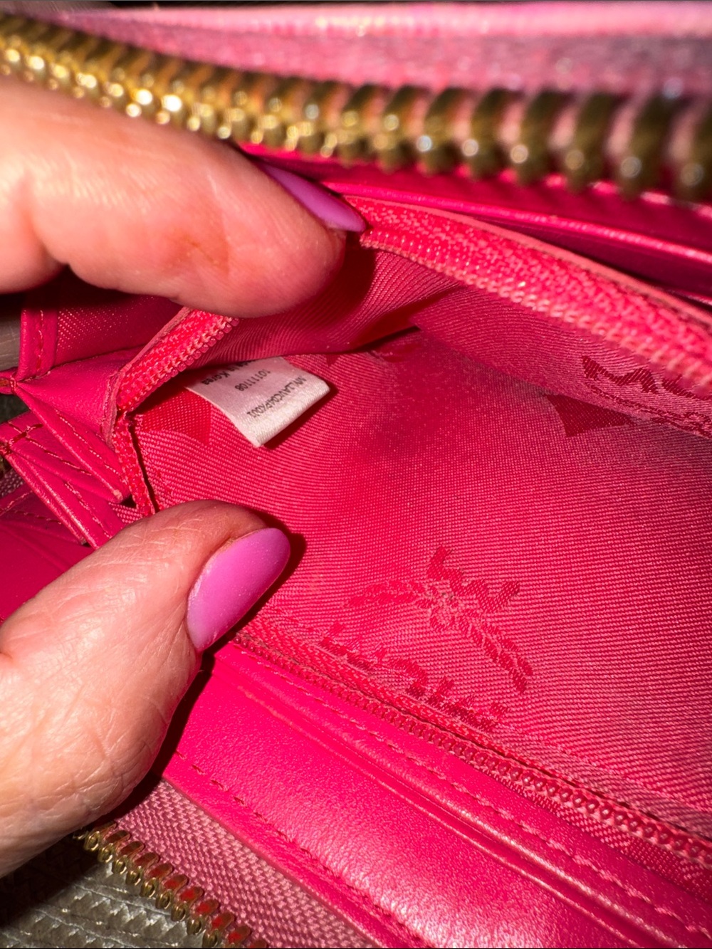 MCM Beige Visetos Continental Wallet with Pink Trim and Stripe - Picture 12 of 14